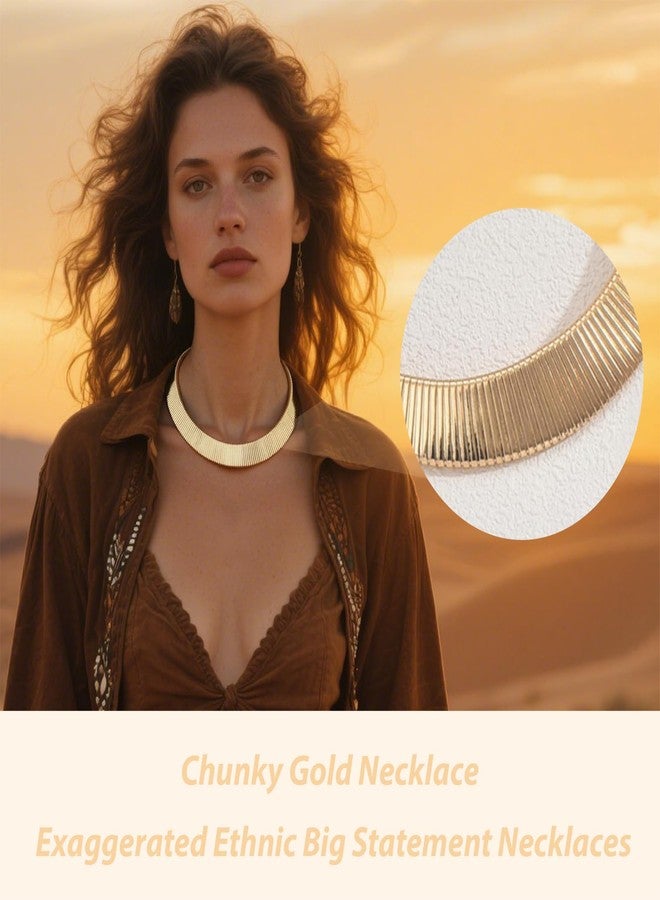 JAVARNV Chunky Gold Necklace Statement Necklace for Women Dainty Gold Choker Necklaces Exaggerated Ethnic Big Statement Jewelry Gifts Christmas stocking stuffs - Image 3